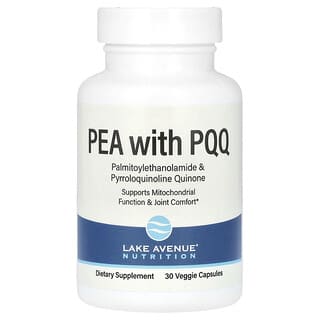 Lake Avenue Nutrition, PEA（パルミトイルエタノールアミド）300mg＋PQQ（ピロロキノリンキノン）10mg、ベジカプセル30粒