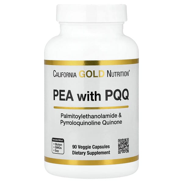 California Gold Nutrition, PEA 300mg + PQQ 10mg, 식물성 캡슐 90정