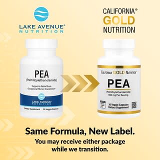 California Gold Nutrition, PEA (Palmitoylethanolamide), 30 Bitkisel Kapsül (Kapsül başına 300 mg)
