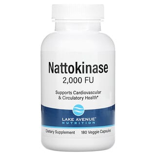 Lake Avenue Nutrition, كبسولات إنزيم الناتو Nattokinase، إنزيمات محللة للبروتين، 2000 وحدة انحلال الفبرين، 180 كبسولة نباتية
