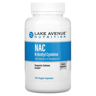 Lake Avenue Nutrition, NAC (N-acetil Cisteína) com Selênio e Molibdênio, 600 mg, 120 Cápsulas Vegetais