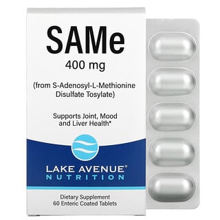 Lake Avenue Nutrition, SAMe（對甲苯磺酸硫酸鹽），400 毫克，60 片腸溶片