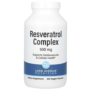 Lake Avenue Nutrition, Complexo de resveratrol, 500 mg, 250 cápsulas vegetais