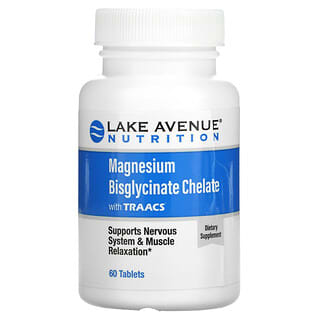 Lake Avenue Nutrition, Magnesium Bisglycinate Chelate with TRAACS, 100 mg, 60 Tablets