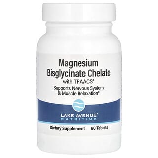 Lake Avenue Nutrition, Quelato de bisglicinato de magnesio con TRAACS®, 200 mg, 60 comprimidos (100 mg por comprimido)