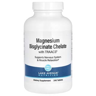 Lake Avenue Nutrition, Chelat diglicynianu magnezu z TRAACS®, 200 mg, 240 tabletek (100 mg na tabletkę)