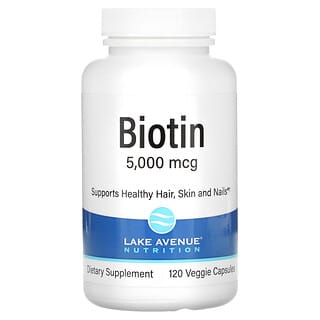 Lake Avenue Nutrition, Biotina, 5000 mcg, 120 cápsulas vegetales
