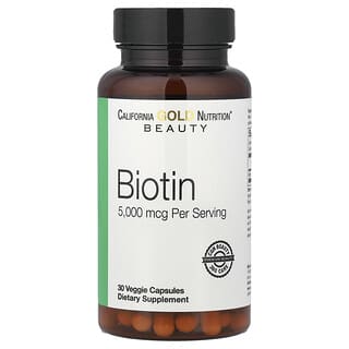 California Gold Nutrition, 生物維生素，5,000 微克，30 粒素食膠囊