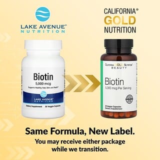 California Gold Nutrition, Biotine, 5000 µg, 30 capsules végétariennes
