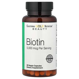 California Gold Nutrition, Biotin, 5 000 mcg, 30 vegetariska kapslar