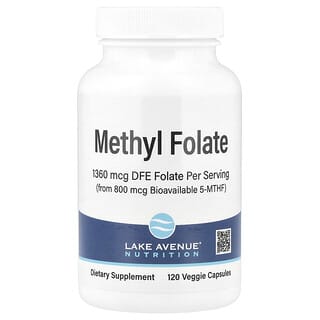 Lake Avenue Nutrition, Methyl folát, 800 mikrogramů, 120 rostlinných kapslí