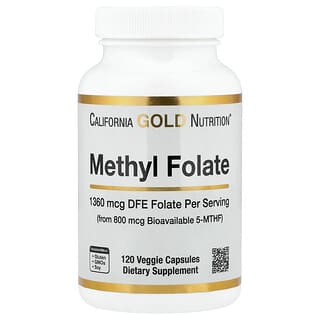 California Gold Nutrition, Metilfolato e Vitamina C, 120 Cápsulas Vegetais