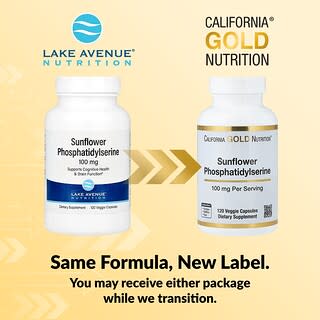 California Gold Nutrition, Sunflower Phosphatidylserine, 100 mg, 120 Veggie Capsules
