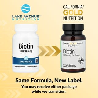 California Gold Nutrition, Biotina, 10.000 mcg, 30 Cápsulas Vegetais