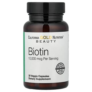 California Gold Nutrition, Biotin, 10 000 mcg, 30 vegetariska kapslar