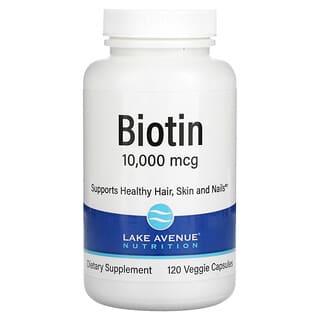 Lake Avenue Nutrition, Biotina, 10.000 mcg, 120 Cápsulas Vegetais