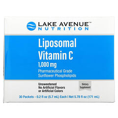 Lake Avenue Nutrition, วิตามิน C ในรูปไลโปโซมอล สูตรไม่หวาน ขนาด 1,000 มก. บรรจุ 30 ซอง ซองละ 0.2 ออนซ์ (5.7 มล.)