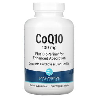 Lake Avenue Nutrition, CoQ10, Bioperine 함유, 100mg, 베지 소프트젤 365정