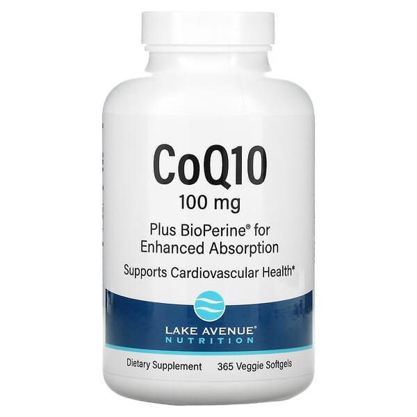 Lake Avenue Nutrition, CoQ10 más BioPerine, 100 mg, 365 cápsulas blandas vegetales