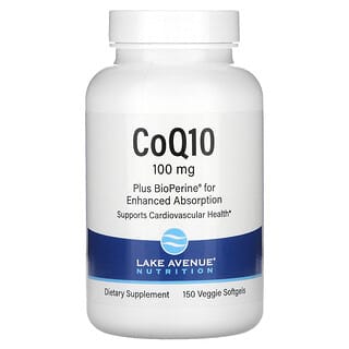 Lake Avenue Nutrition, CoQ10 au poivre noir BioPerine, 100 mg, 150 capsules à enveloppe molle