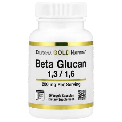 California Gold Nutrition, Beta Glucan 1-3, 1-6, 200 mg, 60 Veggie Capsules