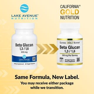 California Gold Nutrition, Бета глюкан 1-3, 1-6, 200 mg, 60 капсули на растителна основа