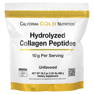 California Gold Nutrition, Péptidos de colágeno hidrolizado, De tipo I y III, Sin sabor, 460 g (1,01 lb)