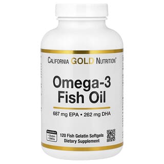 California Gold Nutrition, рыбий жир с омега-3, 120 капсул из рыбьего желатина (1250 мг в 1 капсуле)