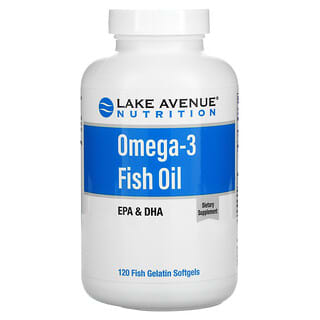 Lake Avenue Nutrition, Óleo de Peixe Ômega-3 com AlaskOmega, 120 Cápsulas Softgel de Gelatina de Peixe
