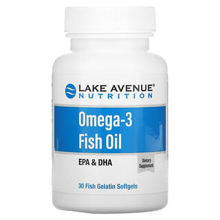 Lake Avenue Nutrition, Ômega-3, Óleo de Peixe, 30 Cápsulas Softgel de Gelatina de Peixe