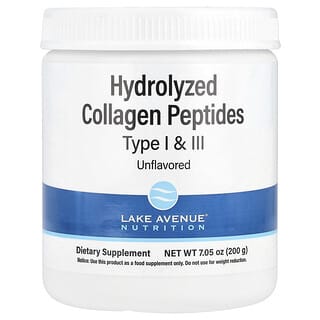 Lake Avenue Nutrition, Hydrolyzed Collagen Peptides, Type I & III, Unflavored, 7.05 oz (200 g)