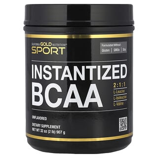 California Gold Nutrition, BCAA instantáneos en polvo con L-leucina, L-isoleucina y L-valina, Sin sabor, 907 g (2 lb)