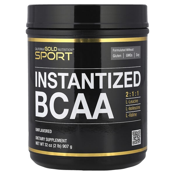 California Gold Nutrition, 인스턴트 BCAA 분말, L-류신, L-아이소류신, L-발린 함유, 무맛, 907g(2lb)