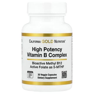 California Gold Nutrition, высокоэффективный комплекс витаминов группы B с тиамина гидрохлоридом, ниацином, пантотеновой кислотой и инозитолом, 30 вегетарианских капсул