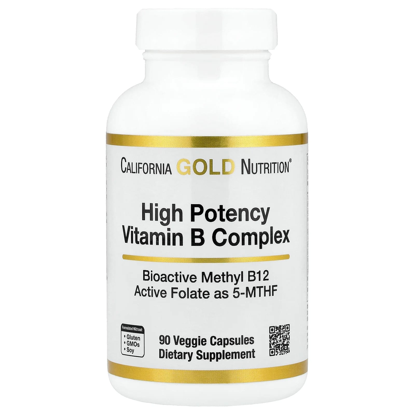California Gold Nutrition, 優效維他命 B 複合物，含甲基葉酸和甲基 B12，90 粒素食膠囊