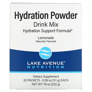 Lake Avenue Nutrition, Hydration Powder Drink Mix, Lemonade, 20 Packets, 0.39 oz (11.1 g) Each