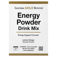 Lake Avenue Nutrition, Enerji Tozu İçki MIX, Potassium, Sodium, Kafein, C Vitamini ilə, Limon-Zəncəfil, 20 Paked, Hər Birində 0.41 unsiya (11,6 g)