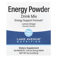 Mezcla para preparar bebidas energéticas en polvo con potasio, sodio, cafeína y vitamina C, Limón y jengibre, 20 sobres, 11,6 g (0,41 oz) cada uno