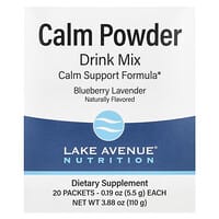 Lake Avenue Nutrition, Campuran Minuman Serbuk Calm dengan Kalium dan AminoCalm, L-Triptofan dan L-Teanin, Lavender Bluberi, 20 Bungkus, Masing-Masing 5,5 g (0,19 ons)