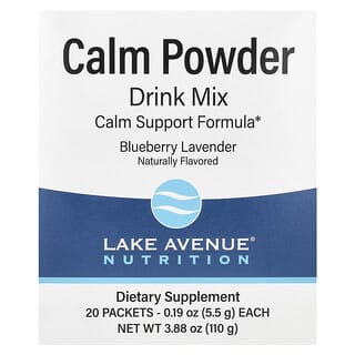 Lake Avenue Nutrition‏, Calm Powder תערובת להכנת משקה להפחתת מתח, בטעם אוכמנית ולבנדר, 20 שקיקים, 5.5 גרם (0.19 אונקיות) כל אחד