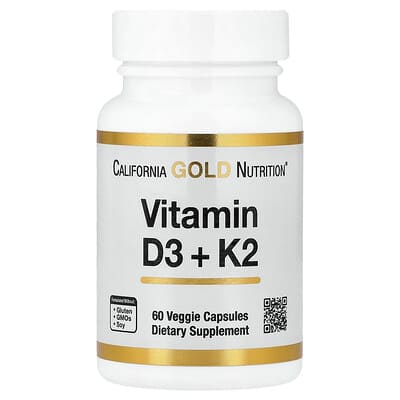 CaliforniaGoldNutrition,VitaminD3+K2,60VeggieCapsules