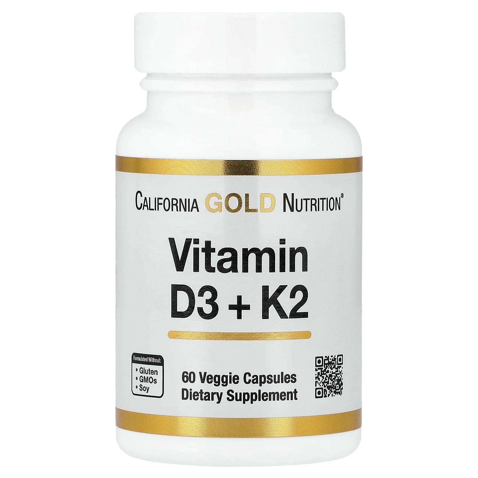 California Gold Nutrition, 維他命 D3 + K2，60 粒素食膠囊