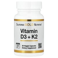California Gold Nutrition, Vitamin D3 + K2, 60 vegetarkapsler