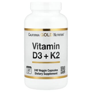 California Gold Nutrition, 维生素 D3 + K2，240 粒素食胶囊