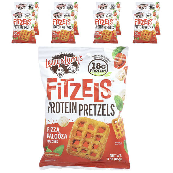Lenny & Larry's Fitzels™, Protein Pretzels, Pizza Palooza, 8 Bags, 3 oz (85 g) Each