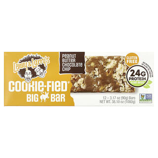 Lenny & Larry's, Cookie-Fied® Big Bar, Fıstık Ezmeli Çikolata Parçalı, 12 Bar, Her Biri 3,17 oz (90 gr)