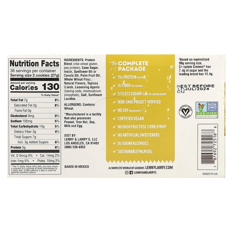The Complete Cremes®, Sandwhich Cookies, Vanilla, 12 Packs, 2.86