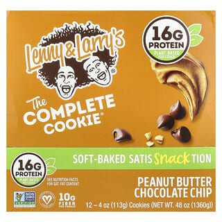 Lenny & Larry's, The Complete Cookie®, Peanut Butter Chocolate Chip, 12 Cookies, 4 oz (113 g) Each