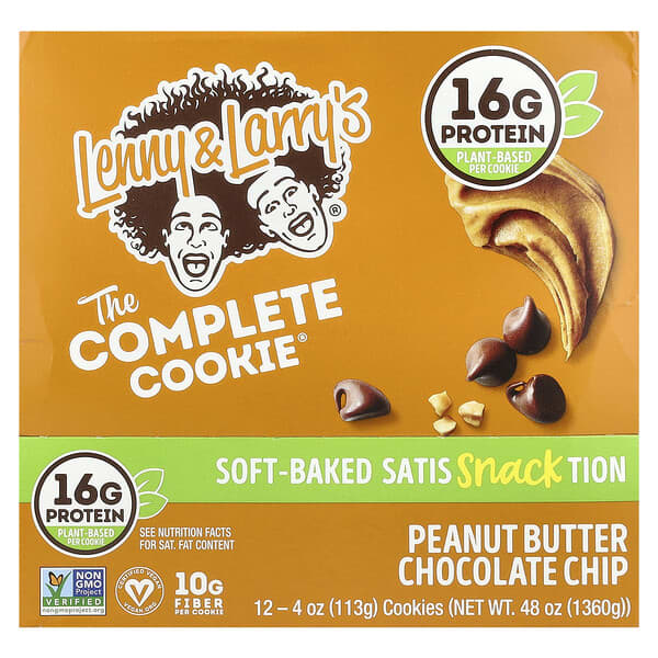 Lenny & Larry's The Complete Cookie®, Peanut Butter Chocolate Chip, 12 Cookies, 4 oz (113 g) Each