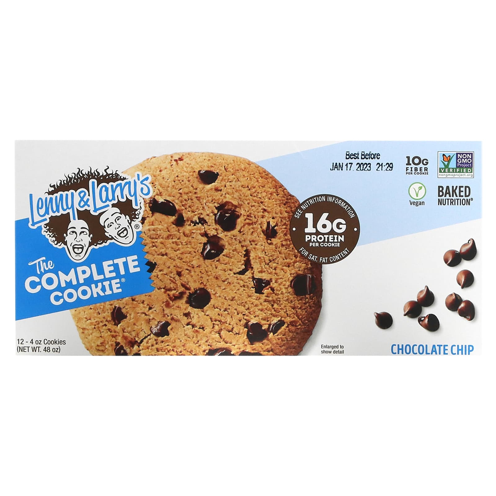 Lenny & Larry's, The COMPLETE Cookie, Chocolate Chip, 12 Cookies, 4 oz ...